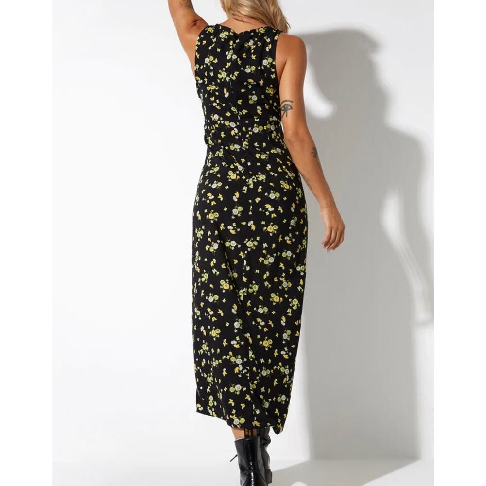 New motel Sage Cotina dress flower buds black flock size small - Picture 4 of 6